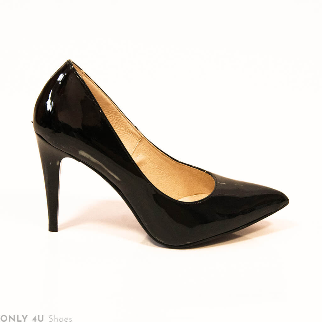 Pantofi stiletto cu toc inalt negru lacuit - Shoes